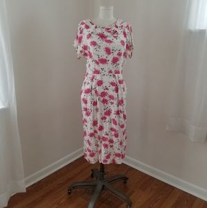FINAL PRICE 50s style vtg dress pink floral print